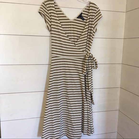 Banana Republic Dresses & Skirts - Banana Republic Tan & White Striped Wrap Dress!
